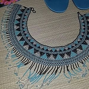 Beaded Necklace and bracelet hair tie and heels